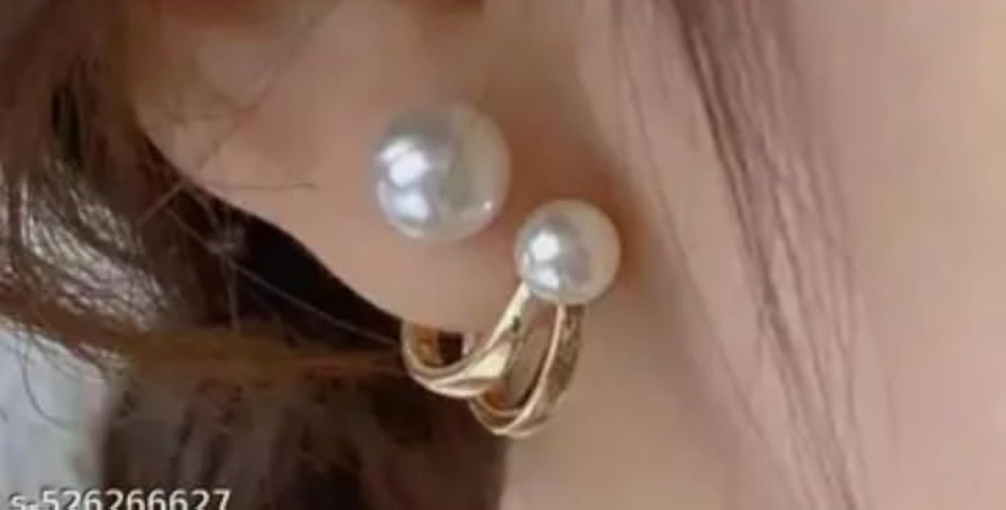 Pearl Cuff Earrings Crystal Cartilage, Gold Pearl Wrap Earring