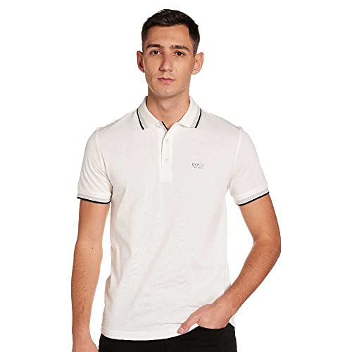 BOSS Herren Paddy Curved Polohemd, New - White100, L EU