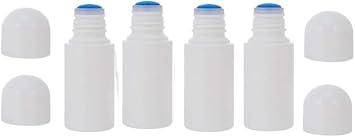 4Pcs White 50 ml Sponge Head Plastic Bottles Liquid Applicator Bottles with Sponge Refillable Deodorant for Cosmetic Essential Oil Pump Dispensers Refillable Containerss