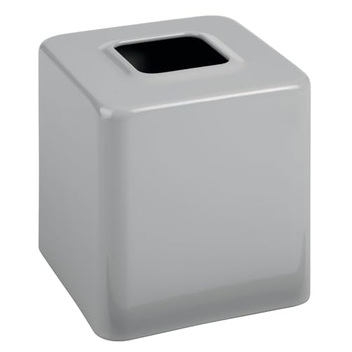 mDesign Metal Square Tissue Box Cover, Modern Facial Paper Holder - Accessories for Bathroom Vanity Countertop, Bedroom Dresser, Night Stand, Desk, Office and End Table - Unity Collection - Gray by mDesign - Image 5