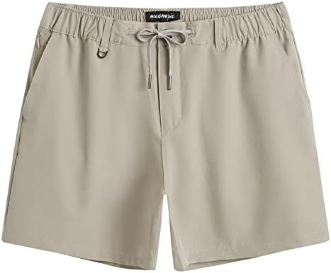 maamgic Men's 5” Inseam Shorts Casual Classic Fit Short Men with Multi-Pocket Mens Workout Shorts Hybrid Quick Dry Shorts Grey Brown Medium