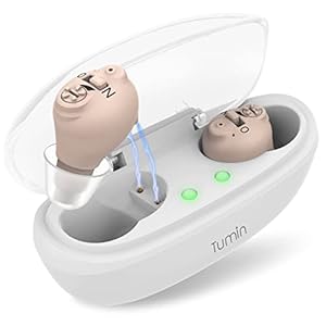 Tumin Rechargeable Hearing Aids for Seniors, Completely-in-Canal Invisible Hearing Amplifiers Earbuds for Elderly, Noise Cancelling Hearing Assist with Magnetic Contact Charging Box