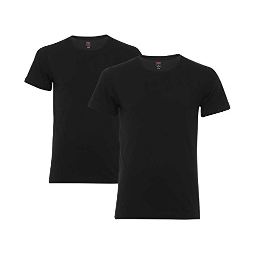 Levi's - T-shirt - Uni - Lot de 2 - Homme - Noir (Jet Black) - Taille : L Levi's - T-shirt - Uni - Lot de 2 - Homme - Noir (Jet Black) - Taille : L