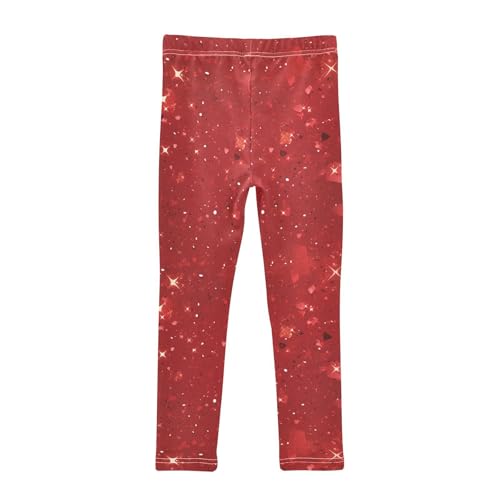 Red Glitter Texture Kids Girl's Athletic Leggings Fashion Full Length Athleisure Pants Running2