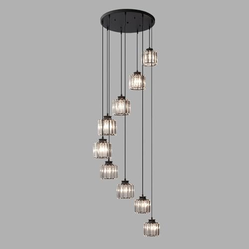 Luminaire suspendu haut plafond cristal lustre grand escalier intérieur