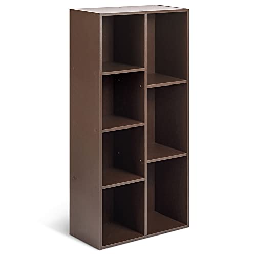 Amazon Basics 7 Cube Storage Organizer Bookcase, Sturdy Shelves, Book Shelf, Espresso, 9.3"D x 19.5"W x 41.7"H by Amazon Basics - Used condition - US$58.90