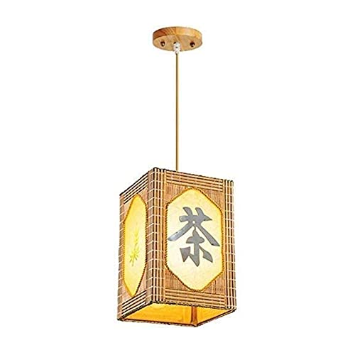 Lampe de plafond rectangulaire en bois rétro vintage rustique 30cm