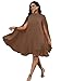 Women’s Stand Collar Cloak Long Sleeve Cape A Line Dress Elegant Pleated Mini Evening Dress Brown XL