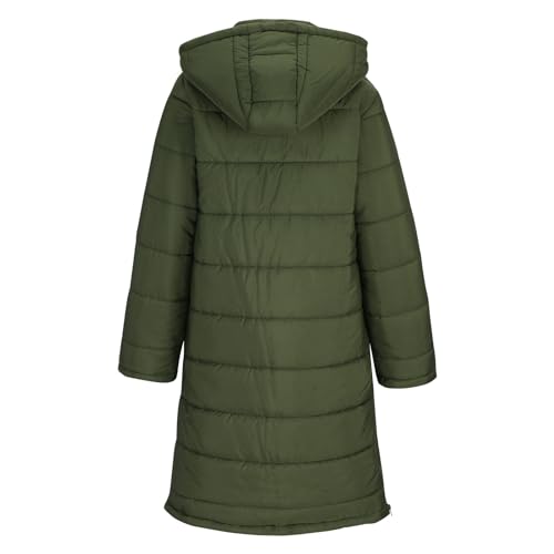 Stylish Army Green Women's Long Puffer Coat - Warm & Lightweight for Winter Adventures - Image 4