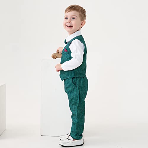 Image of Volunboy Toddler Suit Boys Formal Wedding Guest Dress Outfit | graduation dress clothes, gentleman ring bearer bowtie outfit, back-to-school pants set, birthday photoshoot dressy outfit