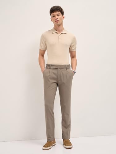 Image of THE BEAR HOUSE Men's Blue Regular Fit Formal Trouser