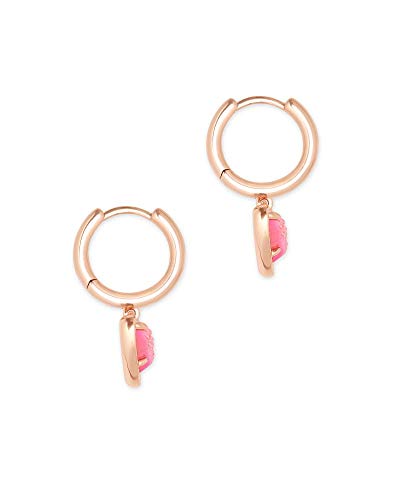 Kendra Scott Ari Heart Huggie Earrings In Rose Gold Pink Drusy #TOP1