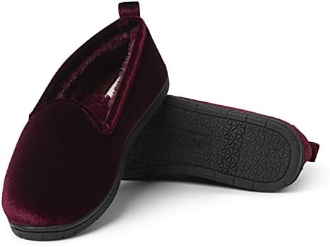 Dearfoams Women's Rachel Shiny Velour Closed Back Slipper, Burgundy, Large | Image 2