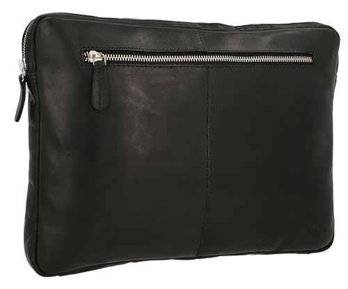 Funda para ordenador de cuero negro Gusti Austin maletín portátil