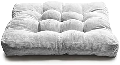 Tufted Extra Large Floor Pillows seating for adults, Soft 24" x 24" Floor Cushions For Adults Casual Square Meditation Cushion Cozy Pad, Sitting on Floor Or Chair Pad for Kids Floor cushion (Grey)