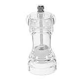 Garneck Verstellbare Pfeffer und Salzmühle aus Transparentem mit Präzisem Keramikmahlwerk Manuelle Gewürzmühle Kompakte Gewürzflasche für Küche und Tisch