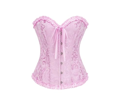 Corset sexy rétro galbant avec lacets ajustables rose M
