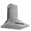 VAV 30 inch Wall Mount Range Hood Convertible Vent with Permanent Baffle Filters 800CFM Stainless Steel for Kitchen Gesture Sensing & Touch Control, 4 Speed Exhaust Fan, ETL listed (30 inch)