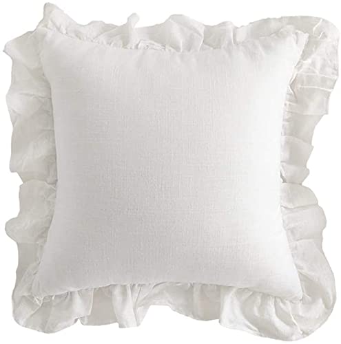 RICHRAIN Lot De 2 Housses De Coussin Vintage en Dentelle avec Fermeture éclair Invisible Décoration D'intérieur avec Volants Style Shabby Chic