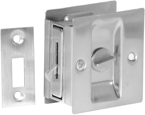 Don-Jo PDL-101 Cerradura para puerta corrediza de privacidad, con acabado níquel satinado transparente, 2.5 pulg de ancho x 2.75 pulg de alto miniatura 1