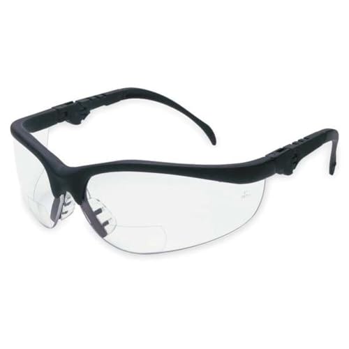 Image of Crews K3H10 Klondike Plus Magnifier Polycarbonate Bi-Focal Lens Glasses with Black Frame and 1.0 Diopter Clear Lens, 1-Pair | Black nylon frame, Nylon spatula temples, Half-frame design, Soft nose pads, Telescoping temples