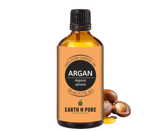 Image of Earth N Pure Argan Oil | 100% Pure & Natural | Cold Pressed Moroccan Argan Oil | Hair, Skin, Nails & Beard | Hair Shine, Frizz Control & Skin Moisturization | 50ml
