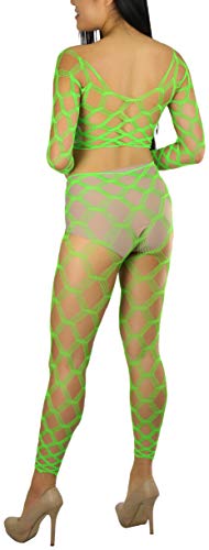 Image of ToBeInStyle Women's Spandex Multi Net Fishnet Set Rave Novelty Party Crop Top & Tights