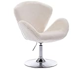 chairus Fur Vanity Chair, Adjustable Soft Plush Shaggy Fluffy Swan Chair, Fur White Accent Chair for...