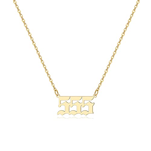 Tavuala Angel Number Necklace For Women, 18K Gold Plated 000