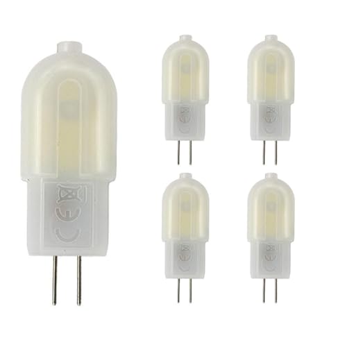JZLBBC Lámpara LED G4 3W 12V 220V G4 Bombilla de base de dos pines Bombilla equivalente a 20W Sin parpadeo Bombilla de paisaje regulable 5PC 12V Warmwhite