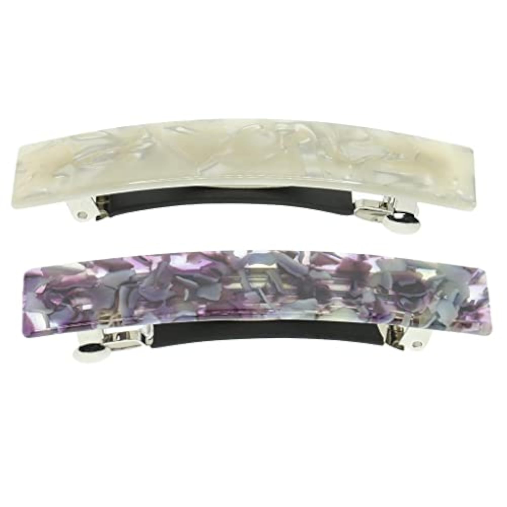 2pcs French Style Acetate Leopard Automatic Barrettes