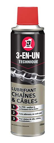 3-EN-UN Technique • Lubrifiant Chaîne et Câbles • Aérosol • Forte adhérence • Protection anticorrosion • Sans silicone • 250 ML