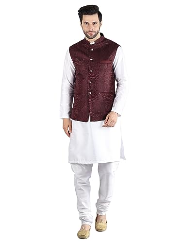 Image of Uri and MacKenzie Men's Silk Blend Kurta Pajama with Designer Ethnic Nehru Jacket /Modi Jacket