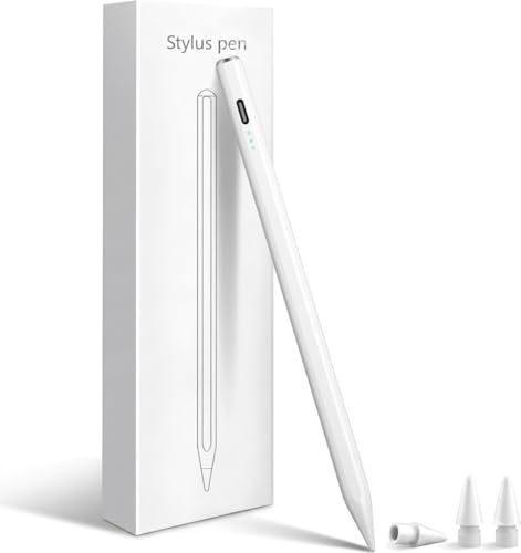 Professional iPad Pencil (2018-2026) Palm Support.Ultra Precision Smooth 13 Minutes USB-C Fast Charge 10 Hours Battery.Touch Operation with 2 Extra Nibs Exclusively Compatible with iPad (Not Android).