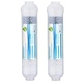 Geekpure 10 inch Inline Alkaline Replacement Water Filter Cartridge pH+ for Reverse Osmosis System -1/4”Thread-Pack 2