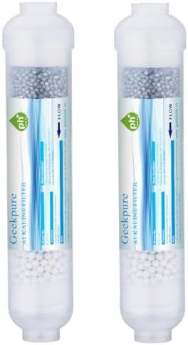 Geekpure Replacement 10 inch Universal Inline Alkaline PH+ Filter - Upgrade for RO System - 1/4" Thread (2 Count)