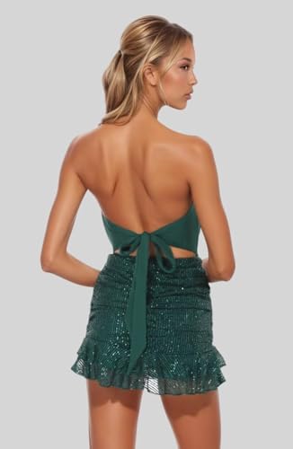 Homecoming Dresses for Teens 2025 Strapless Ruffles Short Prom Dress Sequin Cocktail Party Gowns for Women4