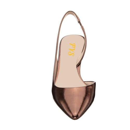 FYS Women Slip on Pointed Toe Pumps Kitten Mid Heel Slingbacks Office Wedding Prom Shoes Size 4-16 US4