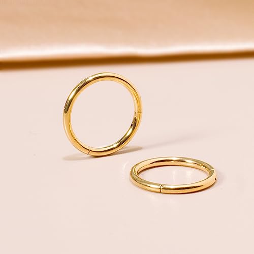 Ohrringe Gold Creolen Set, Silber dünn Nasenring Titan für Damen Herren 18G Septum Helix Tragus Conch Piercing Hypoallergen Knorpel Lippenpiercing Nasen Goldene Ohrringe 8mm