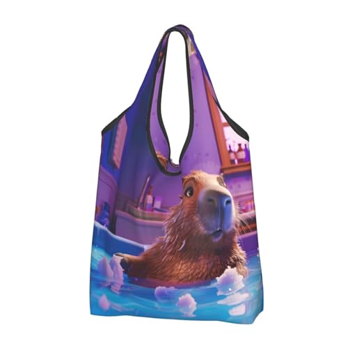 Sac capybara pliable VOSERY lot de 3 cabas d'épicerie noirs avec poignées