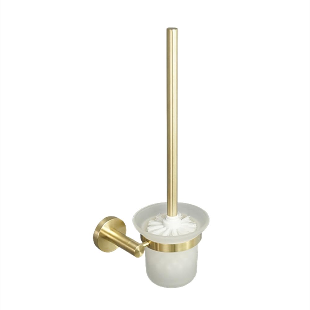 Distributeur de savon et crochets or brossé pour ranger une salle de bain encombrée