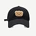 yolrdiw Unisex Cute Bear Embroidered Baseball Cap Cotton Summer Outdoor Sun Hat Black