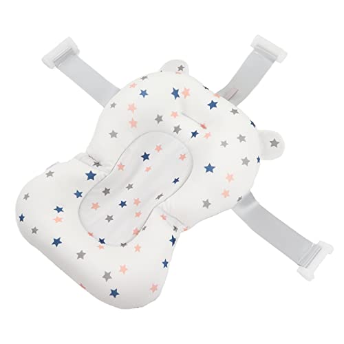 Image of Baby Bath Seat, Baby Bath Cushion Infant Bath Supporter Net Baby Bathtub Pillow Floating Newborn Bathtub Mat Bath Seats For Babies Sitting Up Bath Supporter For Newborn (White