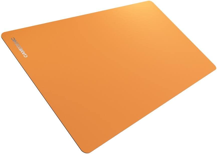 Gamegenic Prime Playmat – Orange Color, 61 x 35 cm Soft Cushioned Natural Rubber Playmat with Anti-Slip Back & Silver Foil Logo, Premium Surface for Card Games, Dice, and Desk Protection