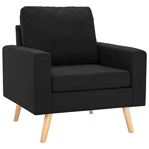 KLYEON 2-TLG. Sofagarnitur Stoff Schwarz,Elegante Schwarze Couchgarnitur aus Stoff mit Sessel und 2SitzerSofa für entspannte Momente im Wohnzimmer Wohnzimmer, Sofas – Bild 6