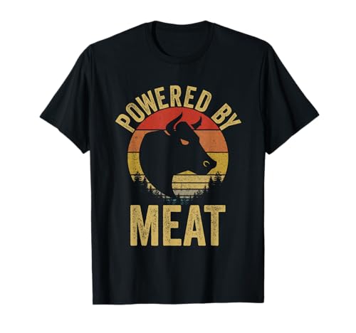Vintage Powered by Meat Carnivore Meat Eater T-Shirt