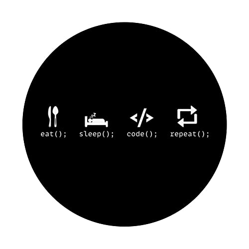 Eat Sleep Code Repeat Funny Computer Science Nerd Programmer PopSockets Swappable PopGrip, Black - Image 3