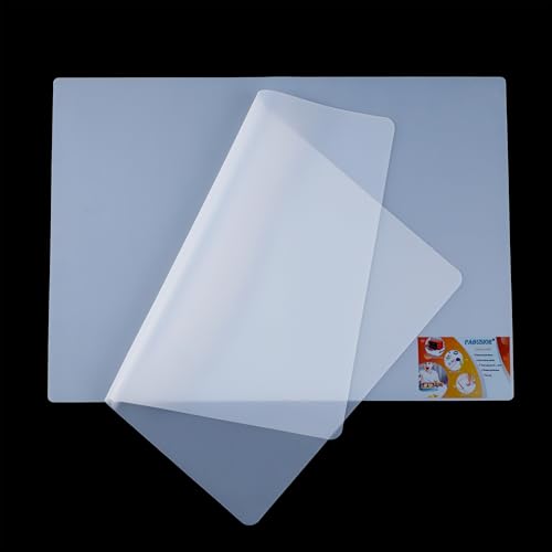 Clear Silicone Mats for Crafts: Translucent Non-slip Heat Resistant 11.8×15.75In (2/Pack) Silicone Placemats for Jewelry, Epoxy Resin,Glitter Slime, DIY Sheet, Nail Art, Countertop Protector Pad