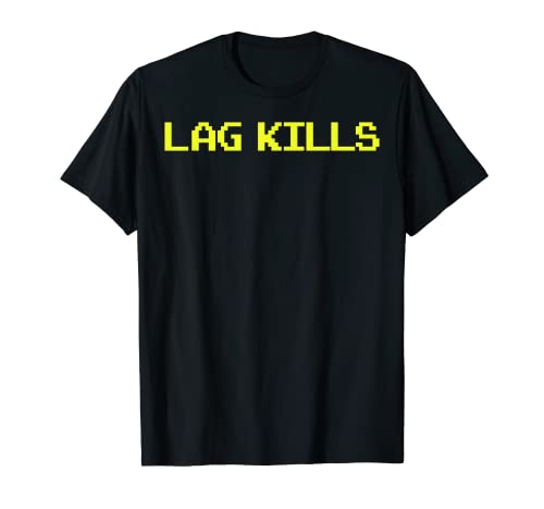 Retro Lag Uccide Hardcore Gamer PC Gaming Nerd TShirt Maglietta
