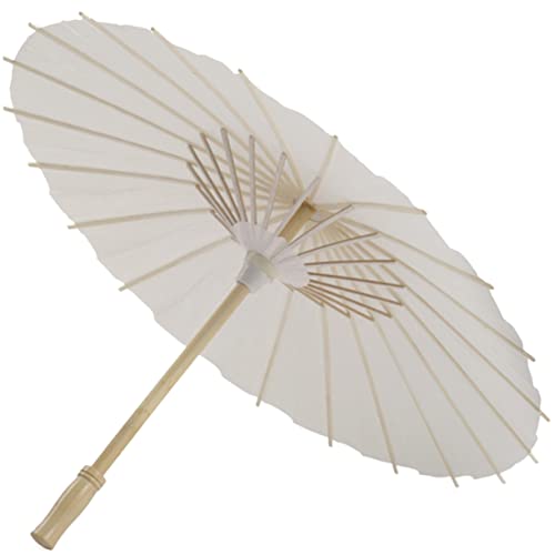 Beavorty Parapluie en Papier Vierge DIY 83 Cm Diamètre en Bambou Huilé Bois Naturel, Parasol Japonerie Blanc, Décoration Mariage Fête et Photo, Accessoire Artisanal Manuel